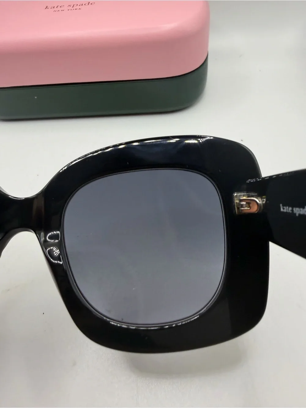 Black Oversized Square Sunglasses with Pink Case. Kate spade. Brand new